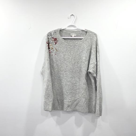 Ava & Viv Gray Sequined Sweater Size 1X Women's Plus Size - Picture 2 of 9